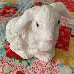 Easter Bunny Ceramic High Gloss Vintage Style Cottage Decor Hand Painted Signed